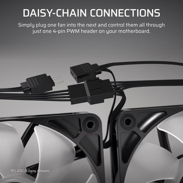 Imagem de Ventilador Corsair RS120 120 120 mm PWM Daisy-Chain branco de baixo ruído