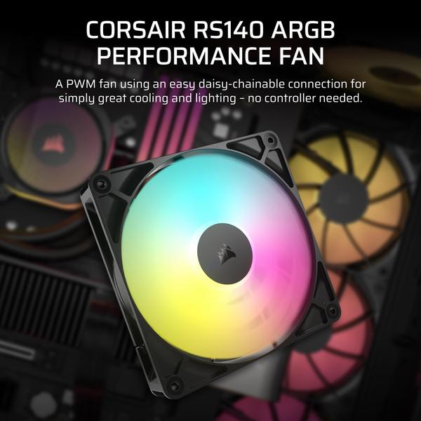 Imagem de Ventilador CORSAIR RS140 ARGB 140 mm PWM Daisy-Chain de baixo ruído