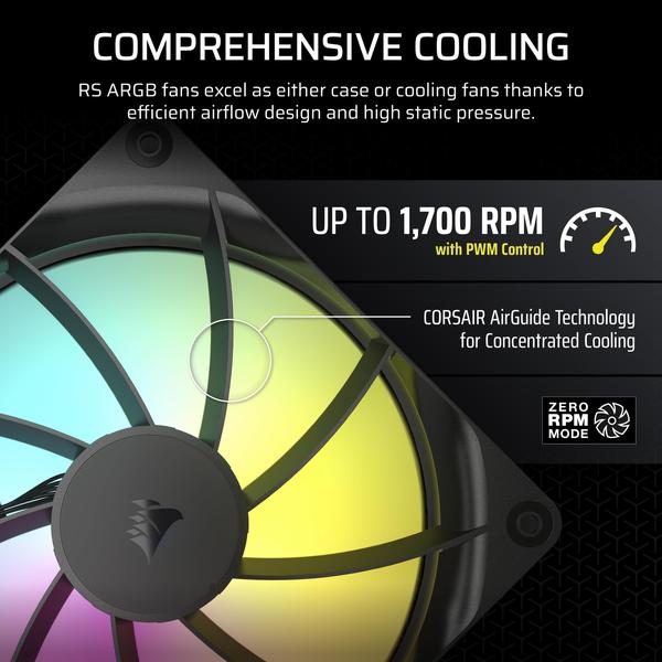 Imagem de Ventilador CORSAIR RS140 ARGB 140 mm PWM Daisy-Chain de baixo ruído