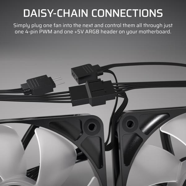 Imagem de Ventilador Corsair RS140 ARGB 140 mm PWM Daisy-Chain, pacote duplo