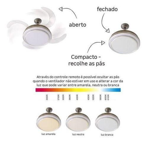 Imagem de Ventilador Cromado De Teto 4 Pás Retratil Led  220v - Deluxe