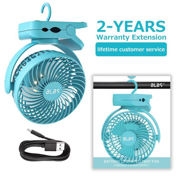 Imagem de Ventilador de acampamento BLBS 12000mAh com luz LED 65 horas de bateria azul