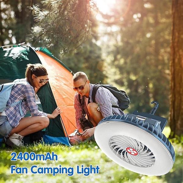 Imagem de Ventilador de acampamento portátil com lanterna LED, bateria