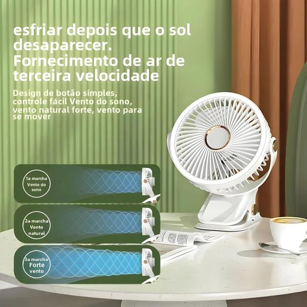 Imagem de Ventilador de Acampamento Portátil Recarregável 8000mAh - Mesa e Teto