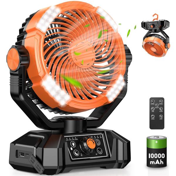 Imagem de Ventilador de acampamento portátil Zmirne 10000mAh com lanterna LED e controle remoto