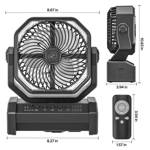 Imagem de Ventilador de acampamento recarregável neofeel com lanterna LED 20000mAh