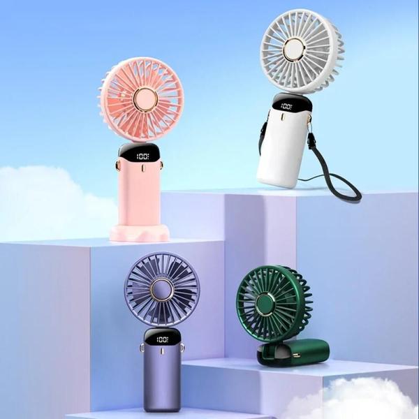 Imagem de Ventilador de bateria portátil dobrável com ventilador elétrico