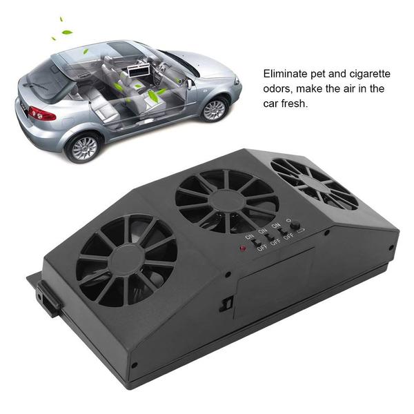 Imagem de Ventilador de carro Cryfokt portátil alimentado por energia solar com 3 ventiladores