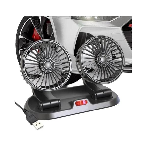 Imagem de Ventilador de Carro USB Duplo Ajustável - 5V/12V/24V - 2 Velocidades