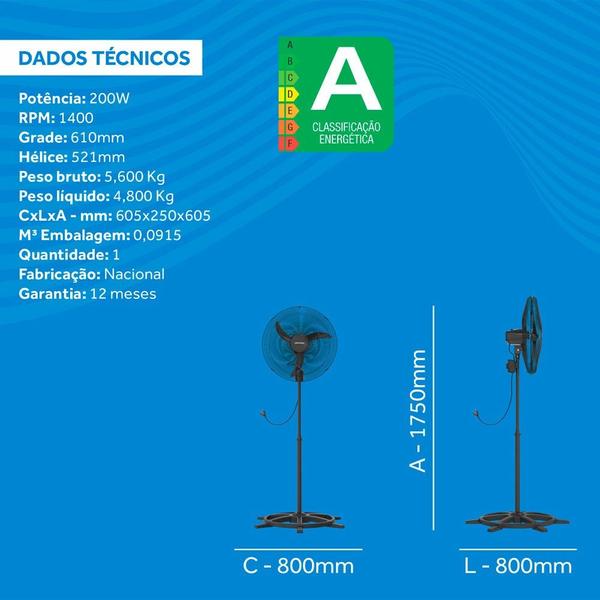 Imagem de Ventilador de coluna 60 cm oscilante bivolt - 536 - Ventisol