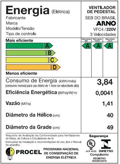 Imagem de Ventilador de coluna Arno 40cm VCFC4 Turbo Force Preto 220v