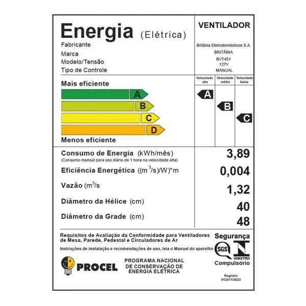 Imagem de Ventilador de Coluna Britânia Maxx Force 170W BVT451 - 127V