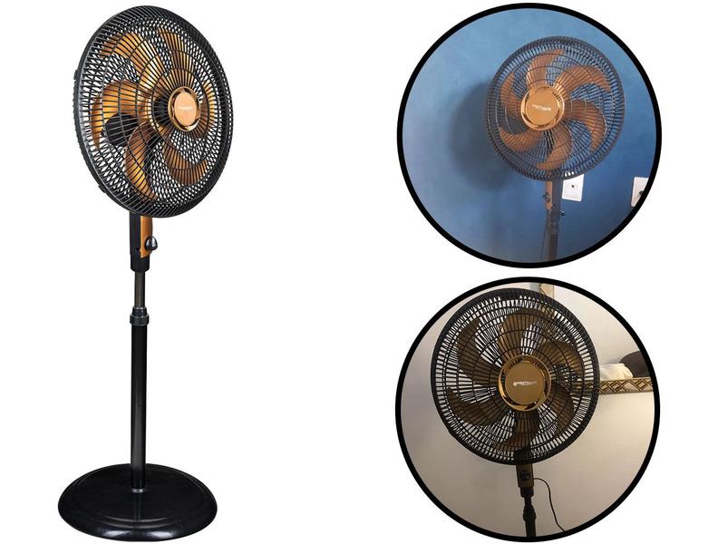 Imagem de Ventilador De Coluna Chão Regulável Turbo 6 Pás 3 Velocidades 126w Preto E Bronze Ventimais