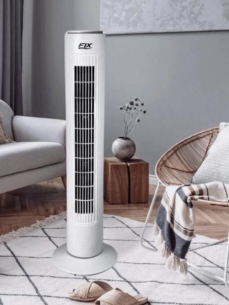 Imagem de Ventilador de Coluna Fix Silencioso 110V Potente Branco 60hz 3 Velocidade Quarto Sala Móvel Moderno Giratório Circulador