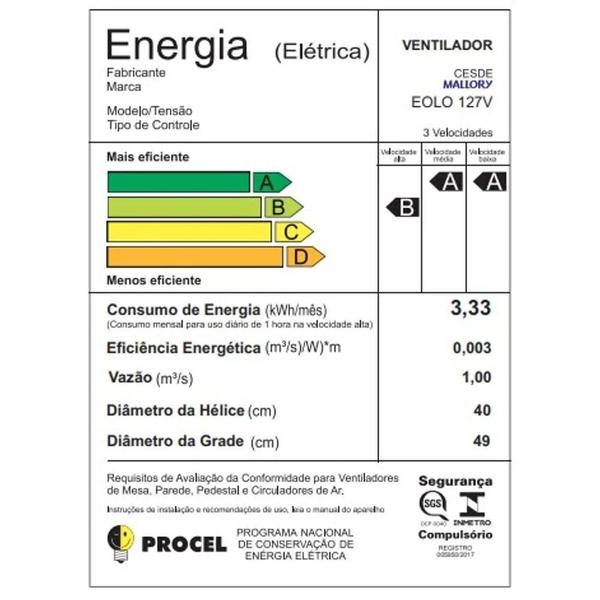 Imagem de Ventilador de Coluna Mallory Éolo 40 Cm Preto e Grafite 127v