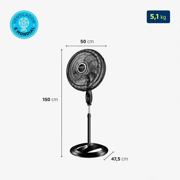 Imagem de Ventilador de Coluna Mondial 40cm 3V VTX-40C-8P-CR Preto - 220V