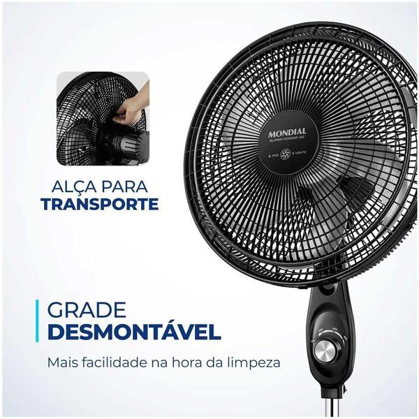 Imagem de Ventilador de Coluna Mondial Super Power VSP-40C-NB - 127V