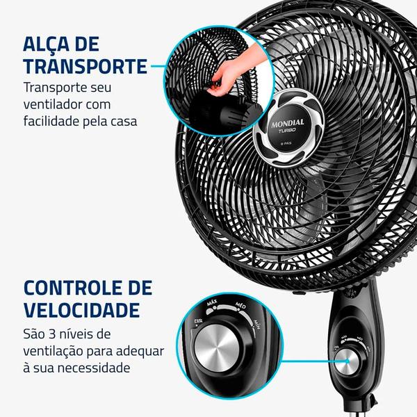 Imagem de Ventilador de Coluna Mondial Turbo NVT40C 40cm 8 Pás 3 Velocidades