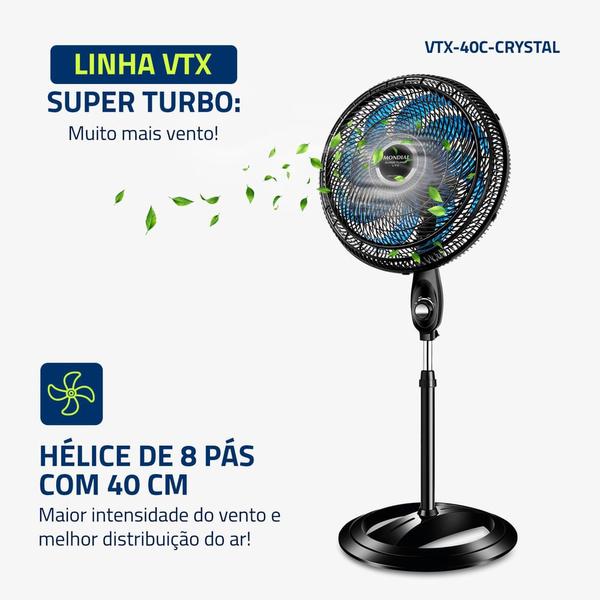 Imagem de Ventilador de Coluna  Super Turbo 8 Pás Mondial - VTX-40C-CRYSTAL