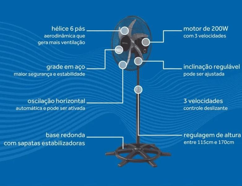 Imagem de Ventilador de Coluna Ventilsol Aço Steel 50cm Preto 127/220V Bivolt