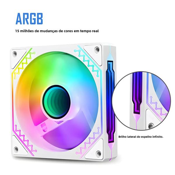 Imagem de Ventilador de CPU ARGB de 12cm - Efeito de Luz Cíclica para Gabinete de PC Aigo Air12s