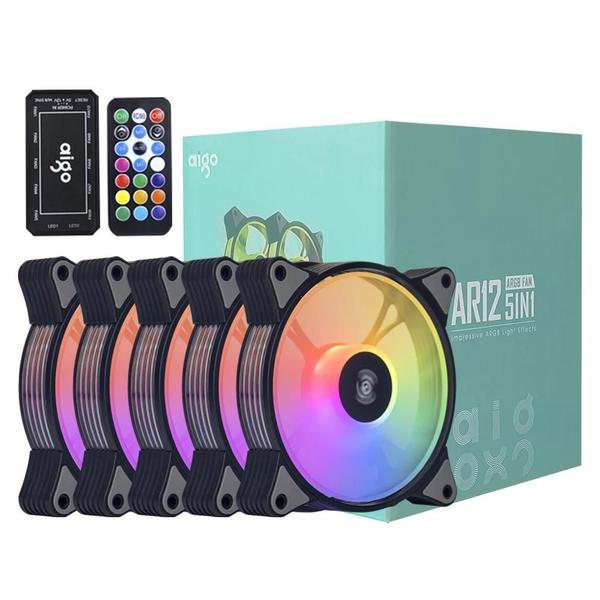 Imagem de Ventilador de Gabinete Aigo AR12 120mm RGB Silencioso com Aura Sync e Conector SATA