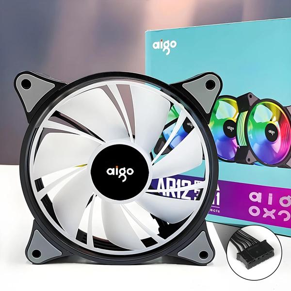 Imagem de Ventilador de Gabinete Aigo AR12 120mm RGB Silencioso com Aura Sync e Conector SATA