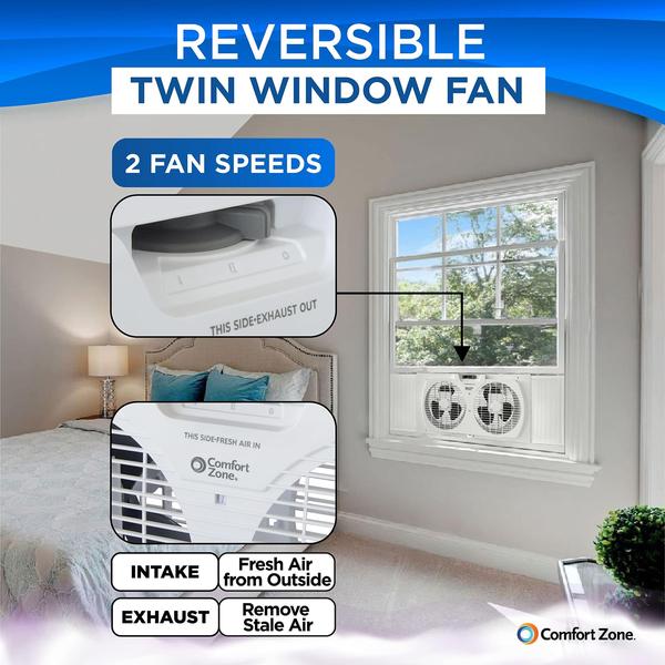 Imagem de Ventilador de janela Comfort Zone CZ319WT2 23 cm 3 velocidades branco