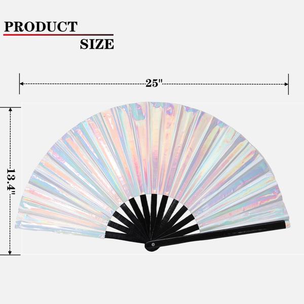 Imagem de Ventilador de mão EORROE Rave Folding Holographic para homens/mulheres 63 cm