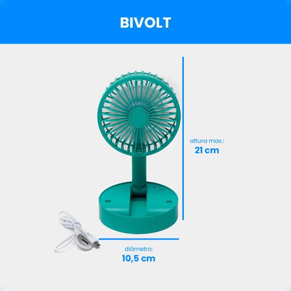 Imagem de Ventilador De Mão Portátil Bateria Recarregável USB Retrátil