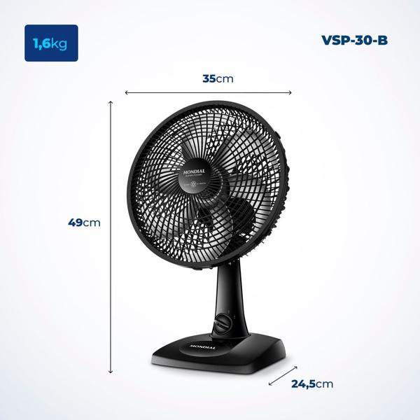 Imagem de Ventilador de mesa 30 cm 6 pás com 3 velocidades - VSP-30-B - Mondial