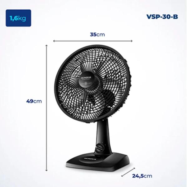 Imagem de Ventilador de Mesa 30cm Mondial Super Power VSP-30-B 6 Pás 127v