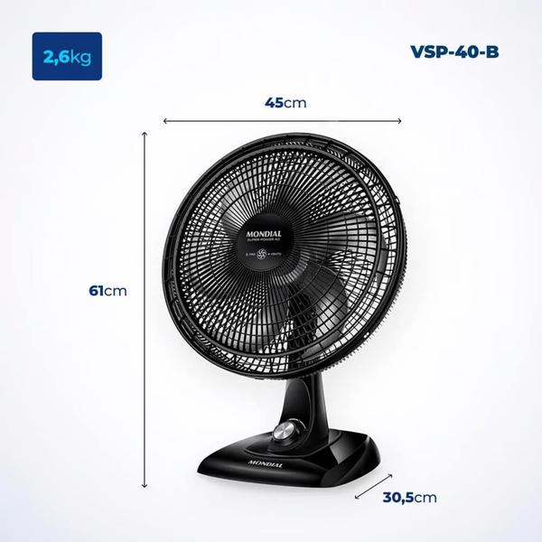 Imagem de Ventilador de Mesa 40Cm 6 Pás Preto Mondial 127V