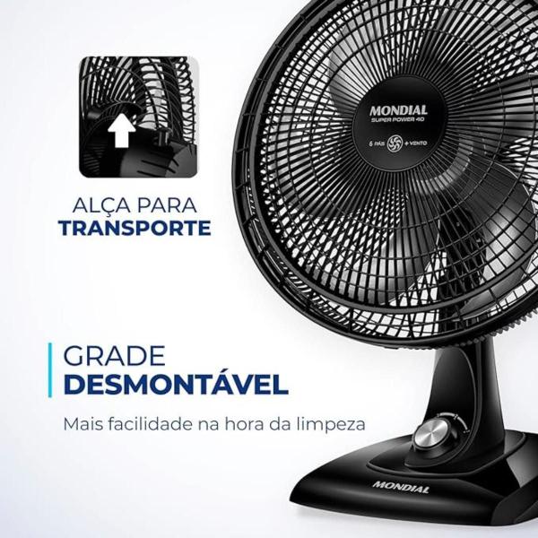 Imagem de Ventilador De Mesa 40Cm 6 Pás Silecioso 140W Mondial 2 Peças