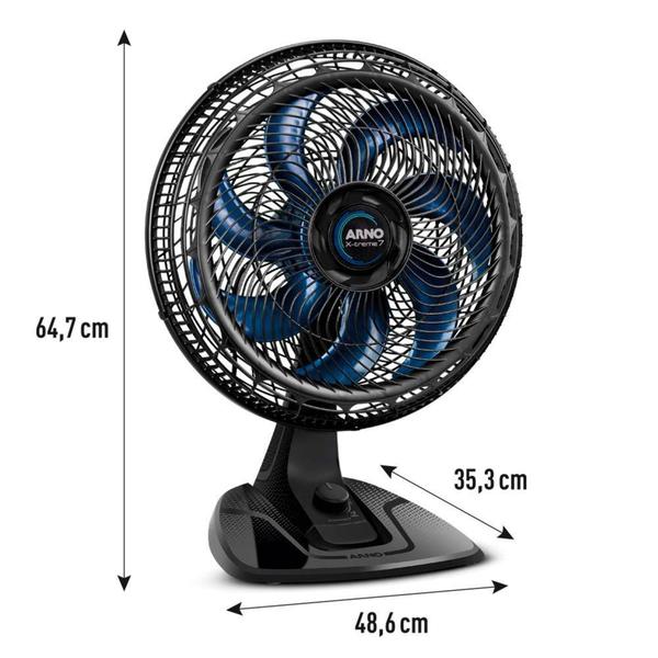 Imagem de Ventilador de Mesa 40cm 7 Pás Arno Xtreme VE70 Preto com Azul 127V