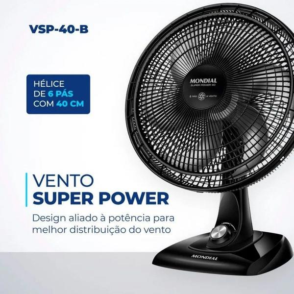 Imagem de Ventilador de Mesa 40cm Super Power com 6 Pás 140W VSP-40-B Mondial