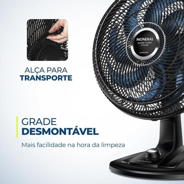 Imagem de Ventilador de Mesa 40cm Super Turbo 140w 220v Vtx-40-chrome Mondial