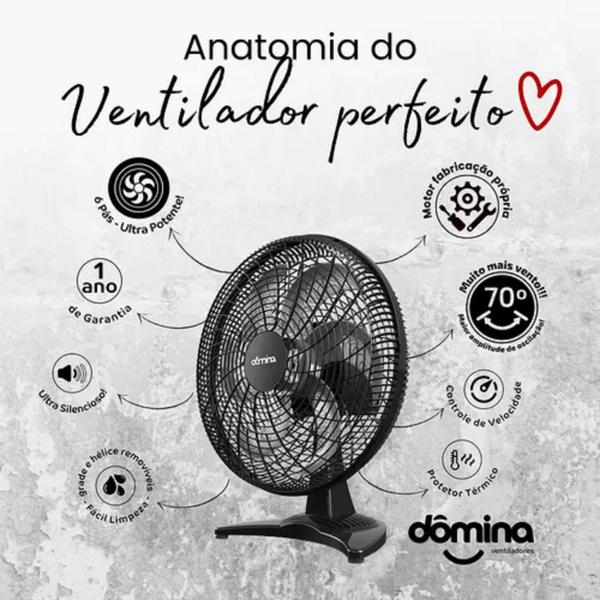 Imagem de Ventilador de Mesa 50 Cm 40% de Economia - Ultra Silencioso 127v C/ 6 Pás - PRETO