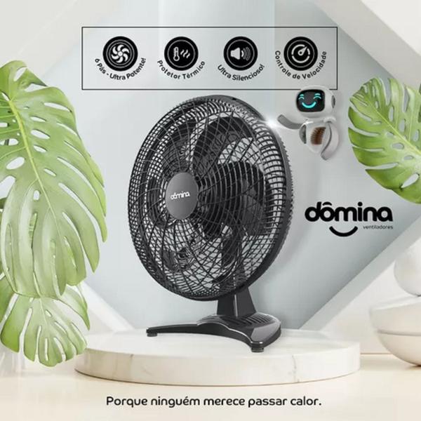 Imagem de Ventilador de Mesa 50 Cm 40% de Economia - Ultra Silencioso 127v C/ 6 Pás - PRETO