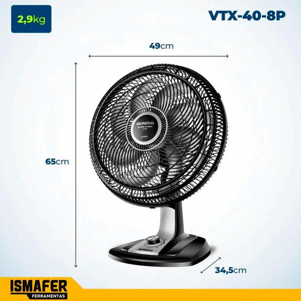 Imagem de Ventilador De Mesa 8 Pás Vtx408p 140w Mondial Turbo 220v