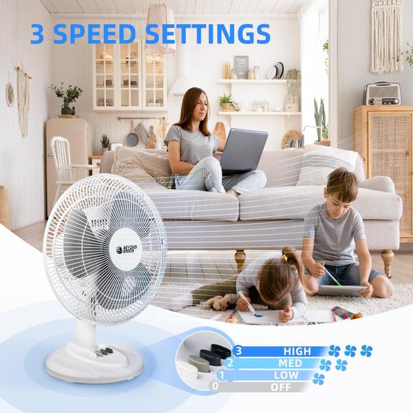 Imagem de Ventilador de mesa BEYOND BREEZE oscilante de 3 velocidades de 30 cm com grade de segurança