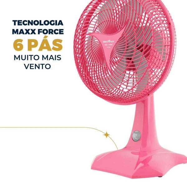 Ventilador de Mesa Britânia 30cm 6 Pás 60W BVT304 Rosa 220V Imagem de Ventilador de Mesa Britânia 30cm 6 Pás 60W BVT304 Rosa 220V