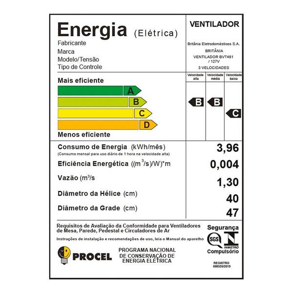 Imagem de Ventilador de Mesa Britânia 40 cm, 174 W, 2 em 1, Maxx Force - BVT481