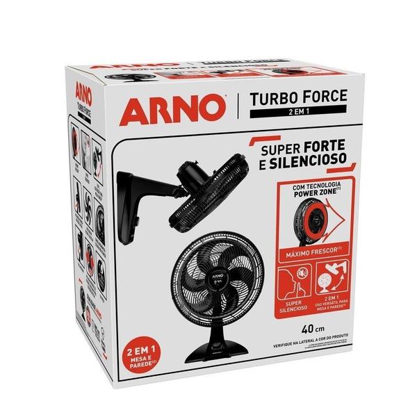 Imagem de Ventilador de Mesa e Parede 40cm Arno VF42 Turbo Force, 2 em 1, 6 Pás, Preto