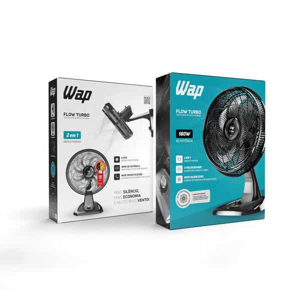 Imagem de Ventilador de mesa e parede silencioso 50 cm 8 pás 3 velocidades - Flow Turbo - Wap