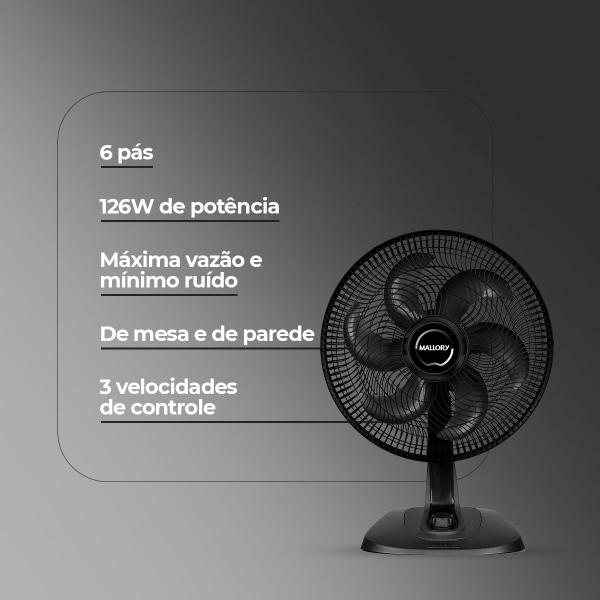 Imagem de Ventilador de Mesa e Parede Turbo Fresh 6 pás 40cm Mallory