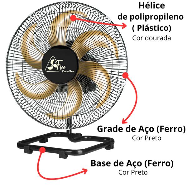 Imagem de Ventilador de Mesa Free Aço Preto Potente Resistente 140W com 6 pás Bivolt Venti Delta 564300