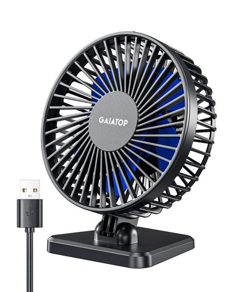 Ventilador de mesa Gaiatop USB pequeno e poderoso portátil de 3 velocidades azul Imagem de Ventilador de mesa Gaiatop USB pequeno e poderoso portátil de 3 velocidades azul