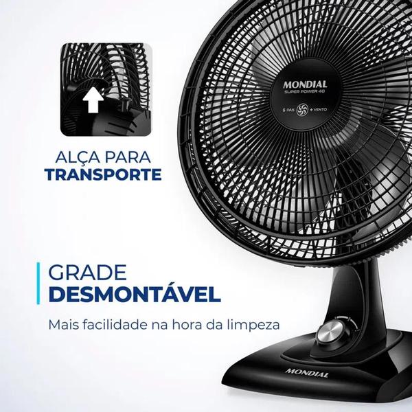 Imagem de Ventilador de Mesa Mondial 6 pás Super Power 40cm 110V