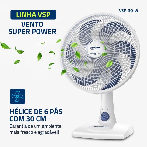 Imagem de Ventilador de Mesa Mondial 6 pás VSP-30-W Super Power